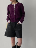 Matte leather wide half pants