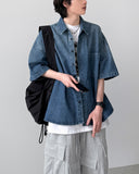 Gradient Denim Half Shirt