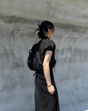 SHIRRING HALF ZIP-UP