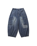 Distressed Cargo Denim Balloon Pants