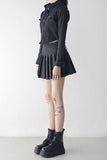 Sher pleated leather skirt