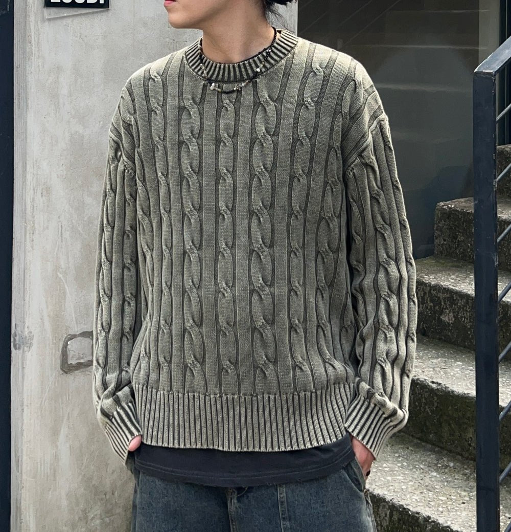 【KOOLOSET】Pigment Cable Over Knit KOOLOSET (クロゼット) - ピグメントケーブルオーバーニット