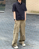 Damage Cotton Curved Pants
