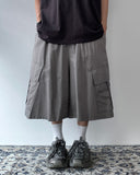 Washed Diagonal Cargo Bermuda Banding Pants