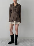 [Skirt SET] Basil Wrap Loose-Fit Shirt