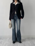 304 Cat Washing Semi-Bootcut Denim Pants