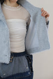 High Neck Fringe Tweed Jacket