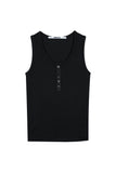 PRTN)Ribbed Lip Button Tank Top