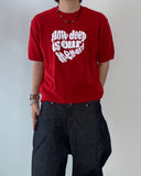 Heart Lettering Short Sleeve Knit