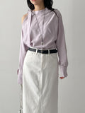 Deep Slit Cotton Long Denim Skirt