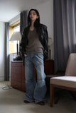 Glossy Cracked Leather Jacket