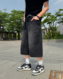 Leewoo denim bermuda pants