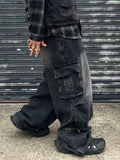 Mecha Zipper Detail Cargo Denim
