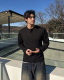 Waffle Henley Neck Long Sleeve