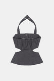 Denim snap cut out sleeveless top
