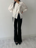 Unbalanced One-Tie Puff Blouse