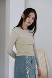Eyelet string denim skirt