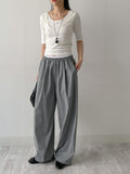 Color Matching Banding Stripe Wide Slacks