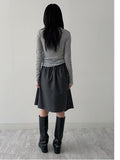 Unbalance Stripe Midi Skirt