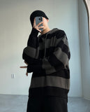 Stripe Warmer Knit Hood
