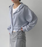 Melon Stripe Hood Shirt