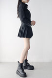 Sher pleated leather skirt