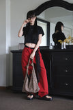 Oxford Red Cotton Pants