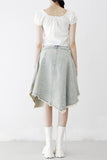 Reneck denim unbalance skirt