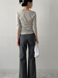 Cotton Nylon Semi-Bootcut Pants