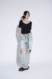 destroyed washing jeans