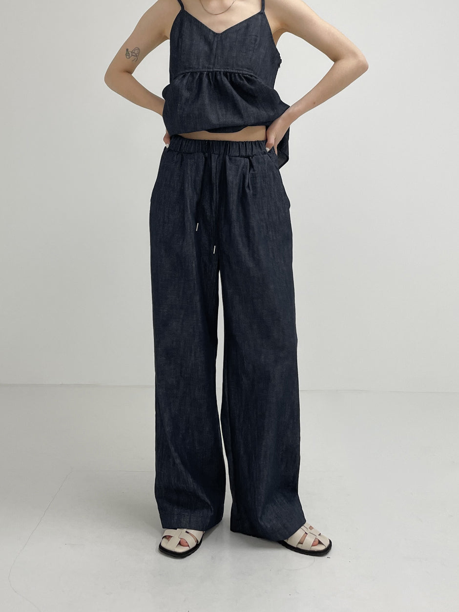 【INCHANT ME】[non-fade] Selvedge Banding Wide Pants INCHANT ME(インチャントミー) - [ノーフェード]セルヴィジ
