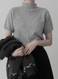 Whole Garment Half Neck Short Sleeve Knit