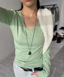 [Basic Item]Tolin V-Neck Tension Long-Sleeve T-Shirt