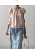 Plain layered short sleeve blouse (2C)
