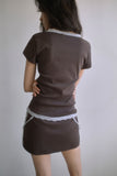 LACE TRIM V-NECK T-SHIRT