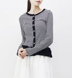 Bombom Frill Stripe Cardigan