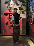 Two Piece Nylon Zipper Wide Pants