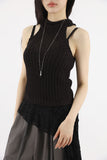 Half-high neck knit halter top