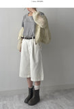 [Belt SET] Claw Pintuck Bermuda Denim Pants