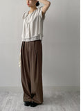 D-Ring Two Tuck Long Wide Slacks