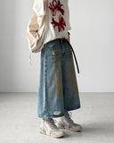 Grease Damage Bermuda Denim