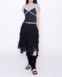 Cute Small Flower Lace Bustier Short Sleeve Set