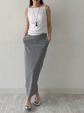 Striped Banding H-Line Long Skirt