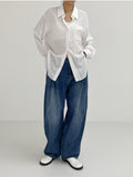 [unisex] Two tuck balloon wide denim pants