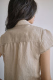 WRAP BUTTON CAP SLEEVE BLOUSE
