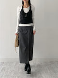 Warm Touch Wrap Slit H-Line Long Skirt