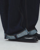 Panelled Barrel Denim Pants - Indigo