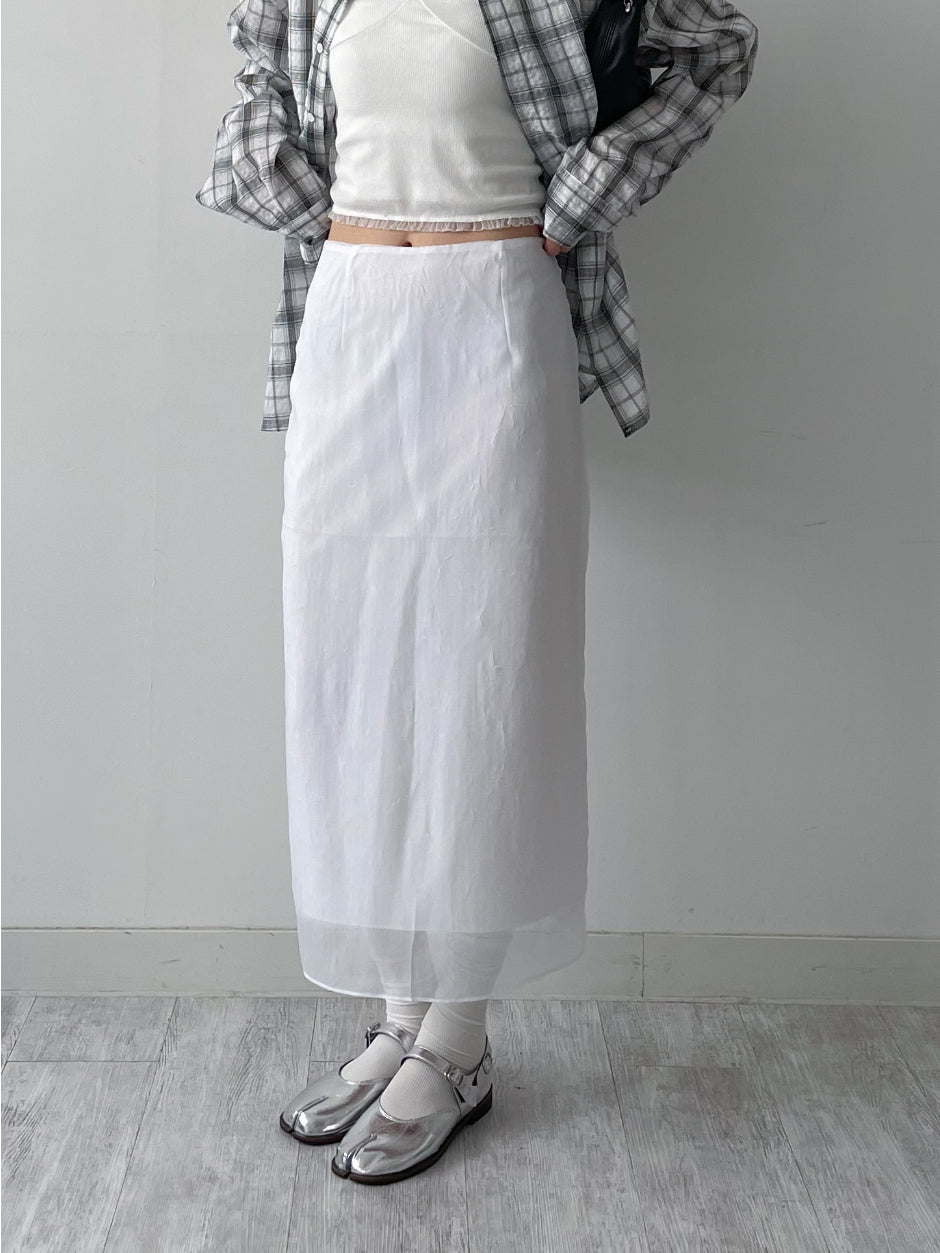 【INCHANT ME】Crack Organza Layered Long Skirt INCHANT ME(インチャントミー) - クラックオーガンザレイヤード