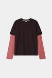Two-tone stripe layered long sleeve