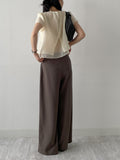 [Summer ver.] T-shirt with double-pleated long wide slacks